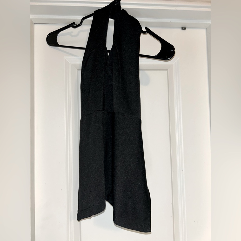 Black Halter Top with Tie Open Back